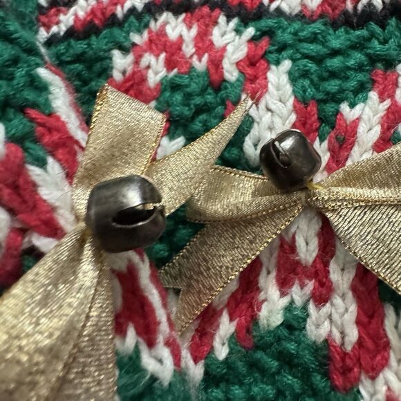 VTG 90s Marisa Christina Knit Ugly Sweater Women XL Gingerbread House Green Rare - Picture 9 of 11